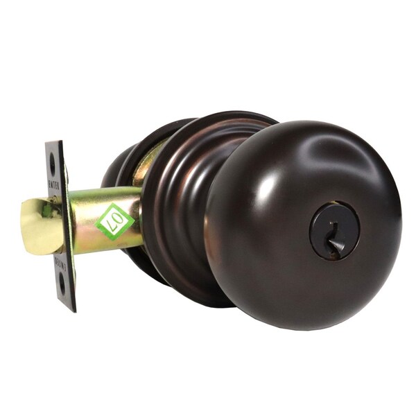 Emtek Providence Knob 2-3/8 in and 2-3/4 in Backset Strike Keyed Entry for 1-1/4 in to 2-1/16 in Door 5100PUS10B.RLS - main